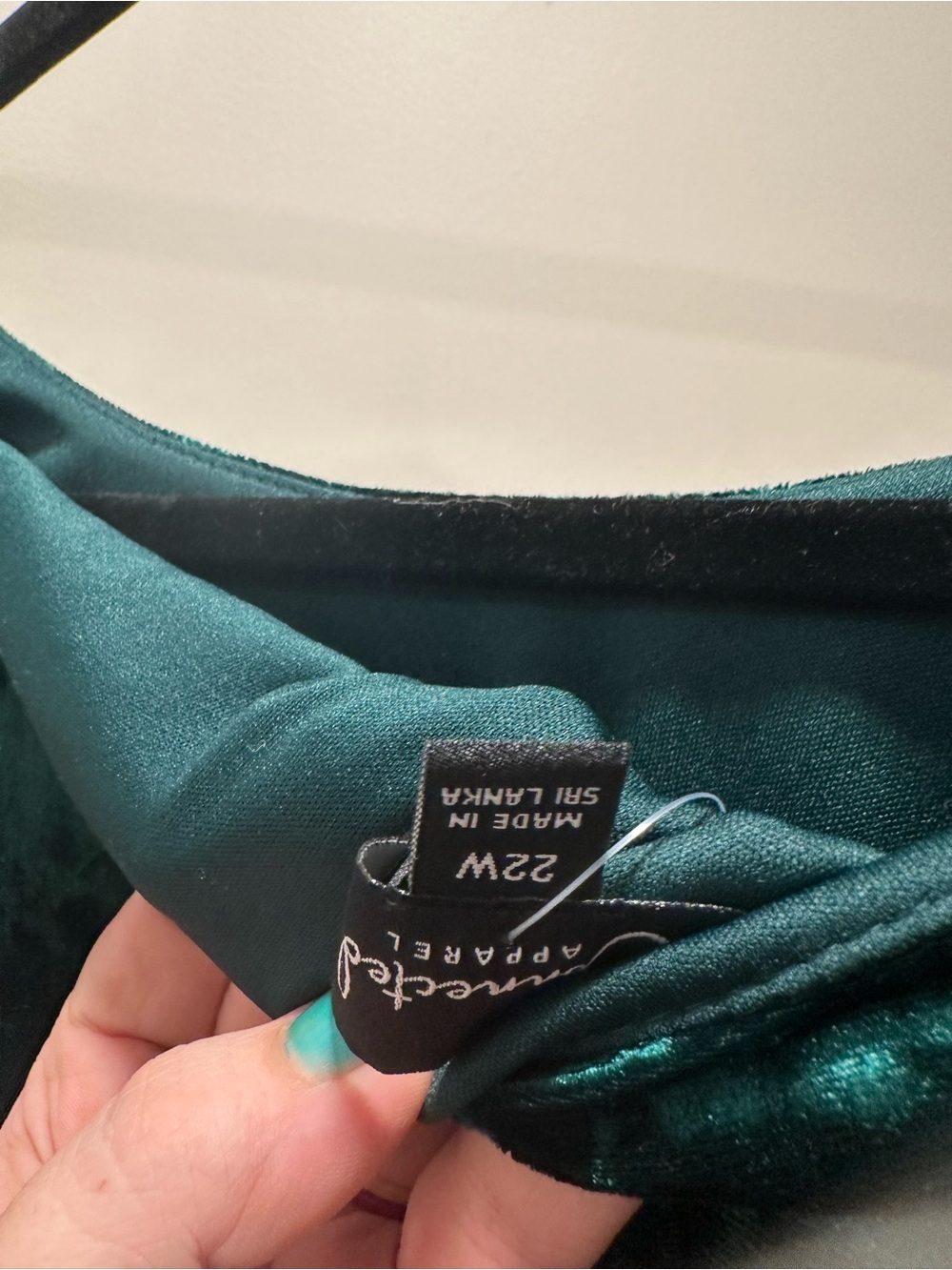 connected apparel Emerald Green Velvet Midi Dress with Sheer Sleeves - Picture 5 of 5